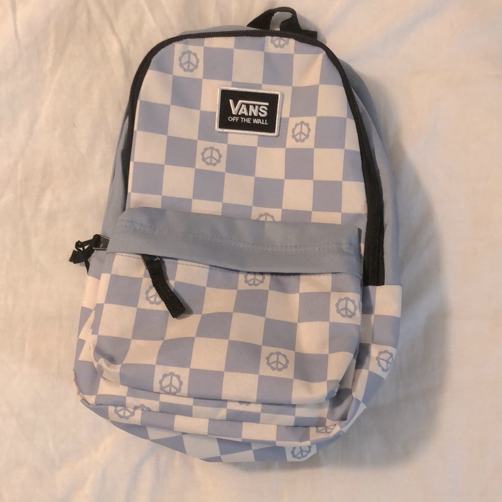 NWOT Vans off the Wall Mini Backpack, Baby blue and white checkered